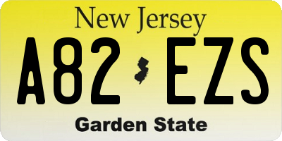 NJ license plate A82EZS