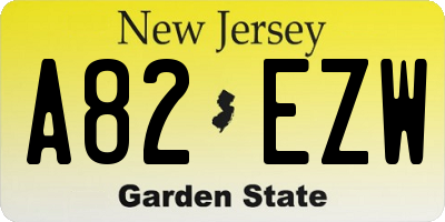 NJ license plate A82EZW
