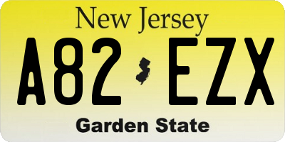 NJ license plate A82EZX