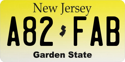 NJ license plate A82FAB