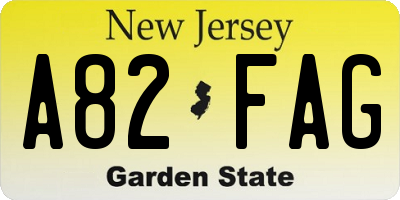 NJ license plate A82FAG