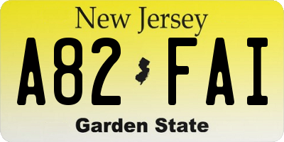 NJ license plate A82FAI
