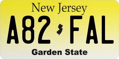NJ license plate A82FAL