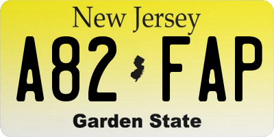 NJ license plate A82FAP