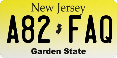 NJ license plate A82FAQ