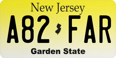 NJ license plate A82FAR