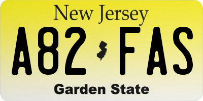 NJ license plate A82FAS