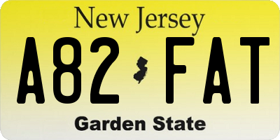 NJ license plate A82FAT