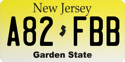 NJ license plate A82FBB