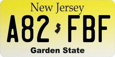 NJ license plate A82FBF