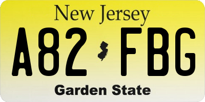 NJ license plate A82FBG