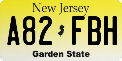 NJ license plate A82FBH