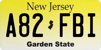 NJ license plate A82FBI