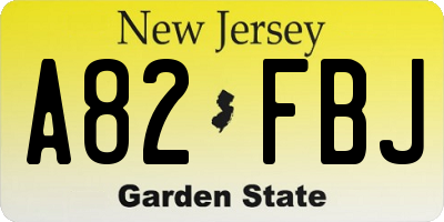 NJ license plate A82FBJ