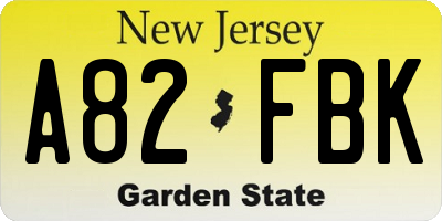 NJ license plate A82FBK