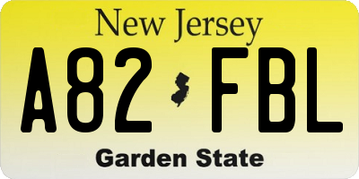 NJ license plate A82FBL