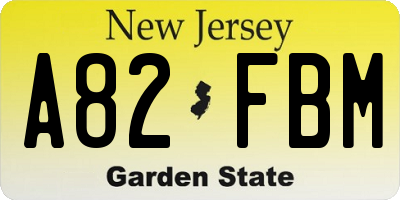 NJ license plate A82FBM