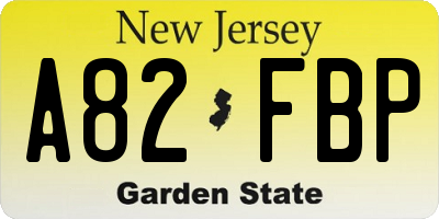 NJ license plate A82FBP
