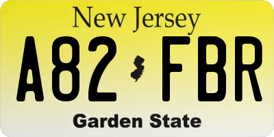 NJ license plate A82FBR
