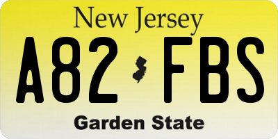 NJ license plate A82FBS