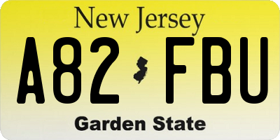 NJ license plate A82FBU
