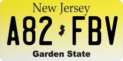 NJ license plate A82FBV