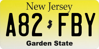 NJ license plate A82FBY