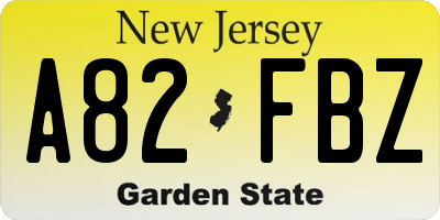 NJ license plate A82FBZ