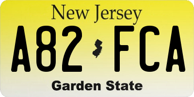 NJ license plate A82FCA