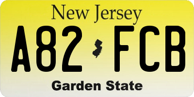 NJ license plate A82FCB
