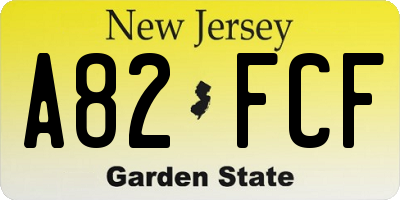 NJ license plate A82FCF