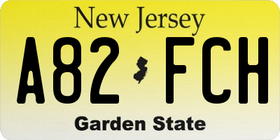 NJ license plate A82FCH