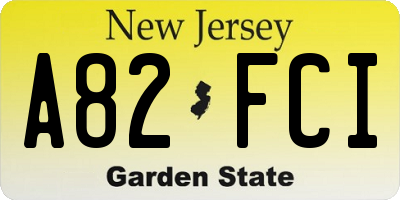NJ license plate A82FCI
