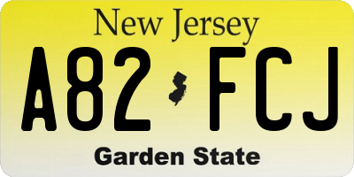 NJ license plate A82FCJ