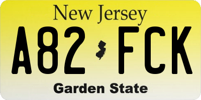 NJ license plate A82FCK