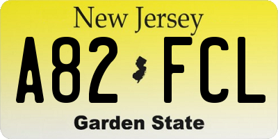 NJ license plate A82FCL