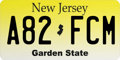 NJ license plate A82FCM