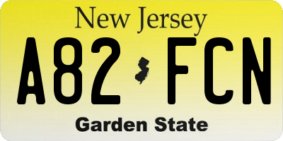 NJ license plate A82FCN