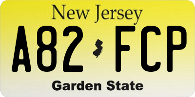 NJ license plate A82FCP