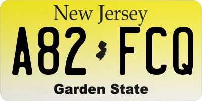 NJ license plate A82FCQ