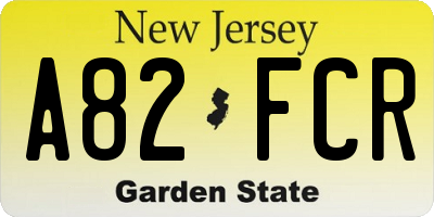NJ license plate A82FCR