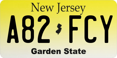 NJ license plate A82FCY