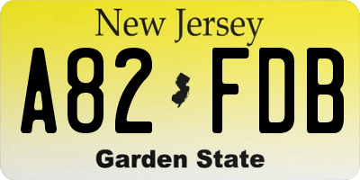 NJ license plate A82FDB