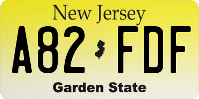 NJ license plate A82FDF