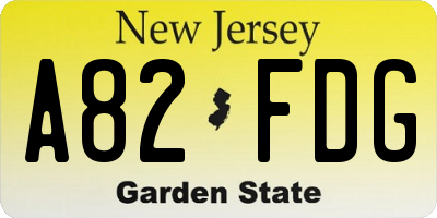 NJ license plate A82FDG