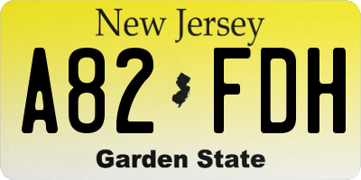 NJ license plate A82FDH