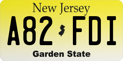 NJ license plate A82FDI