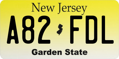 NJ license plate A82FDL