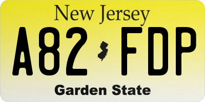 NJ license plate A82FDP