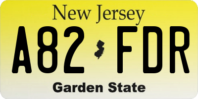 NJ license plate A82FDR